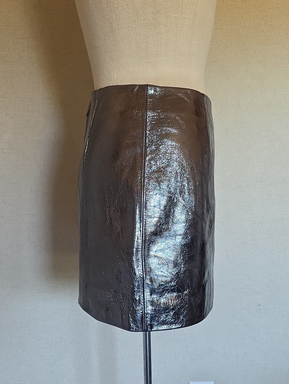 Renggli Gunmetal Foil Leather Skirt - Picture 3 of 9